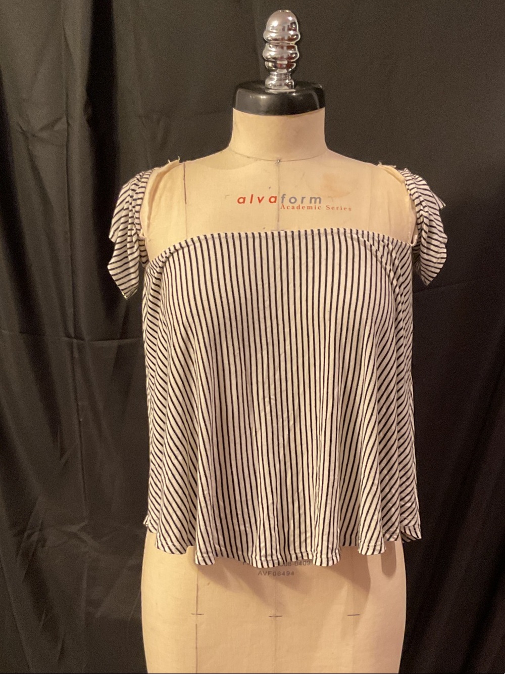 Striped Off-Shoulder Women's Top - Black & White